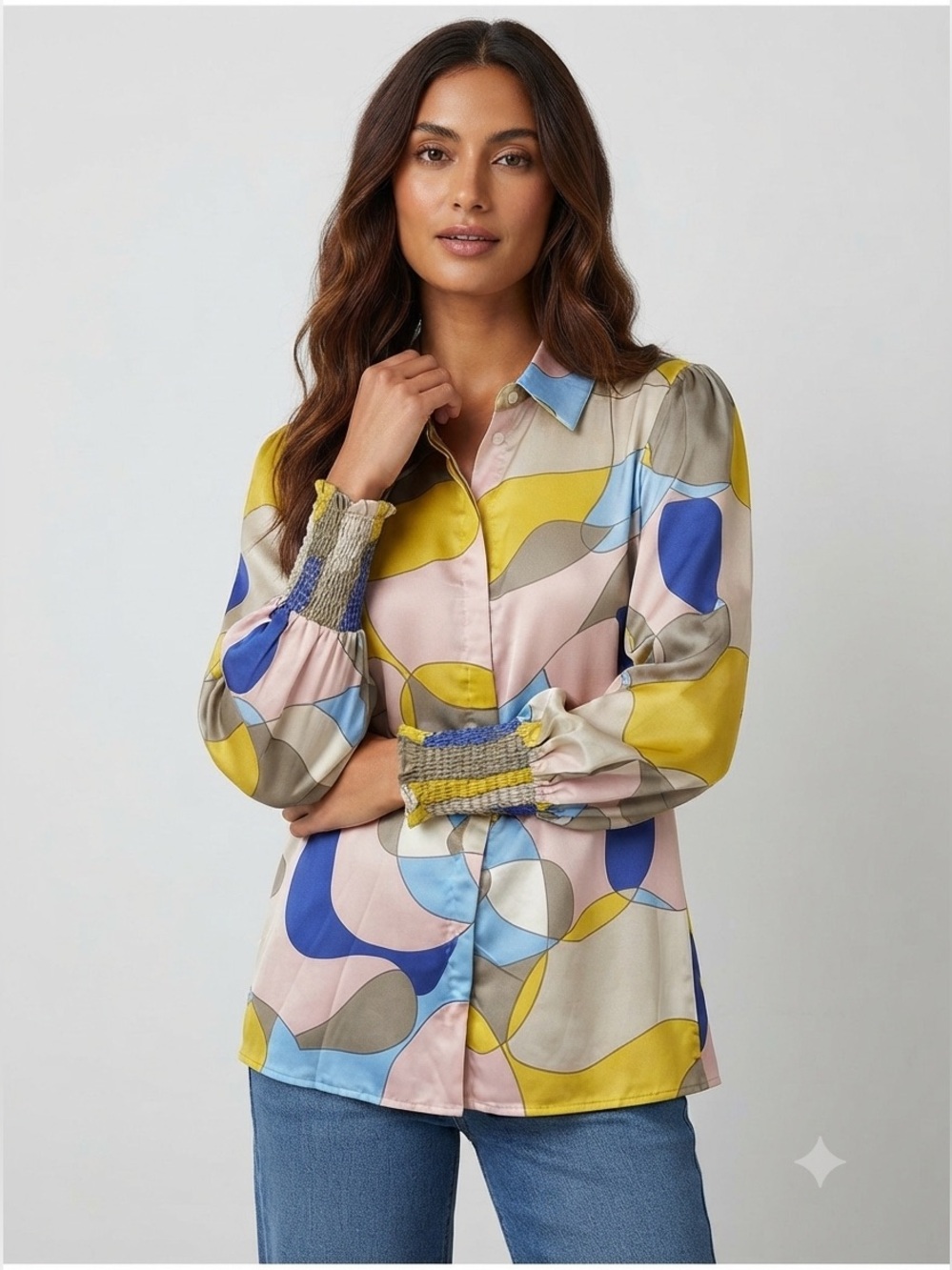 🆕 First Love BY Lovelyn MULTI WOVEN SILK DESIGN BLOUSE